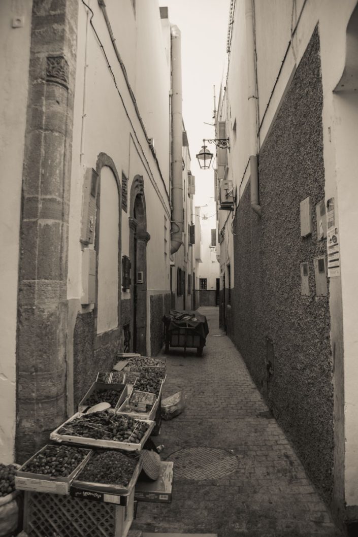 Fruit carts in an alleyway in Rabat