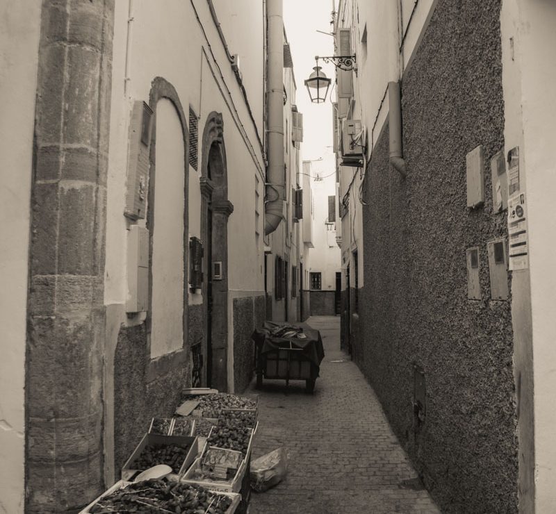 Fruit carts in an alleyway in Rabat
