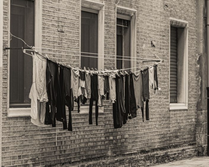 Clothes hanging in the street
