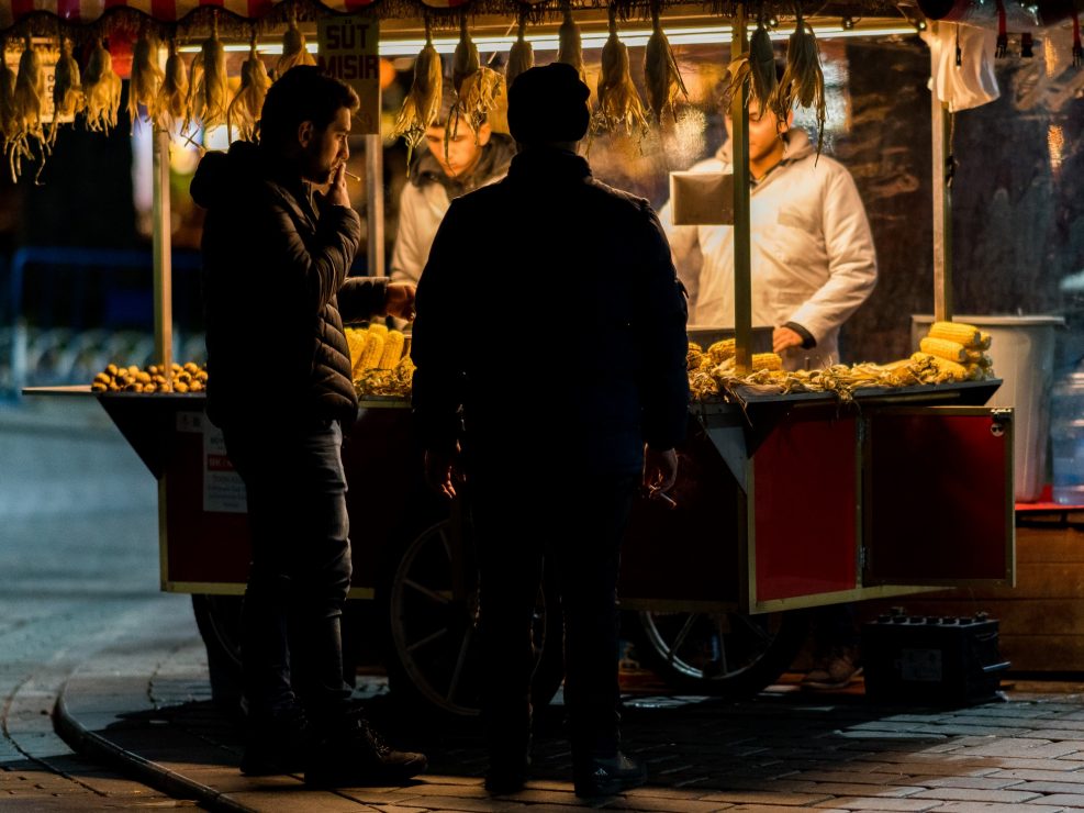 Corn street seller at night, Istanbul