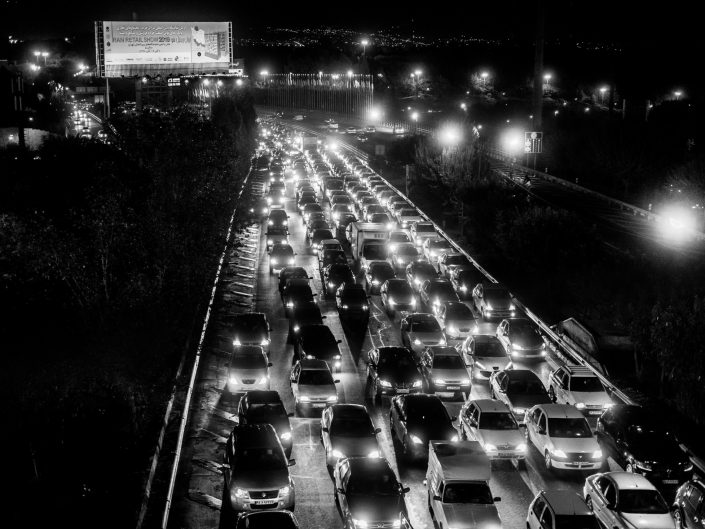 Traffic Jam by night in Tehran