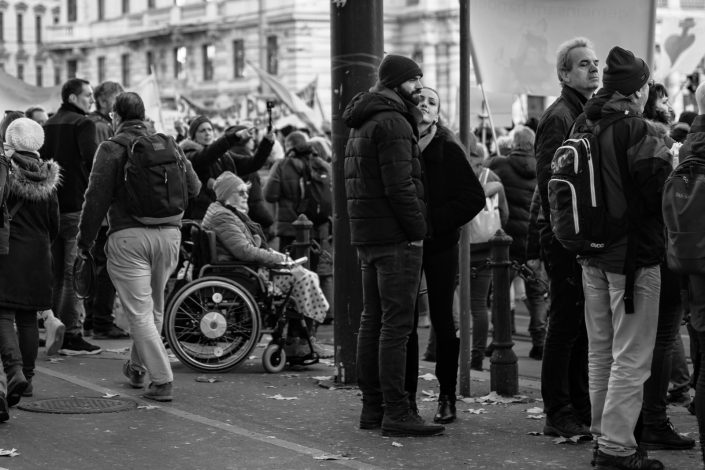 Lady in wheelchair during demonstration