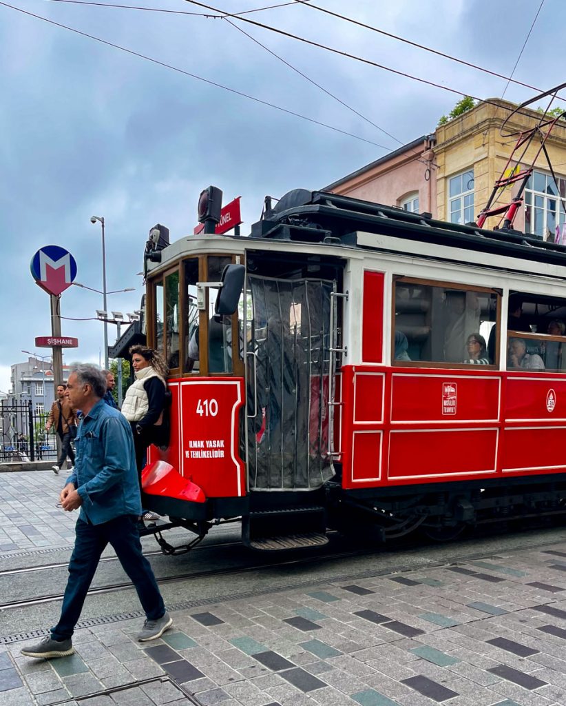 Vibrant Istanbul - old Red tram in Istanbul