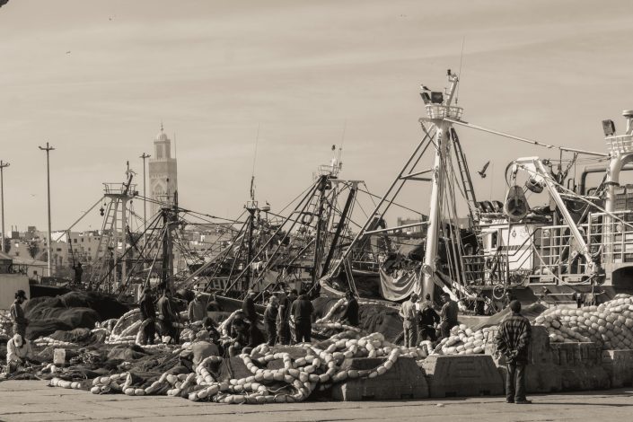 Fishermen and their boats in Casablanca